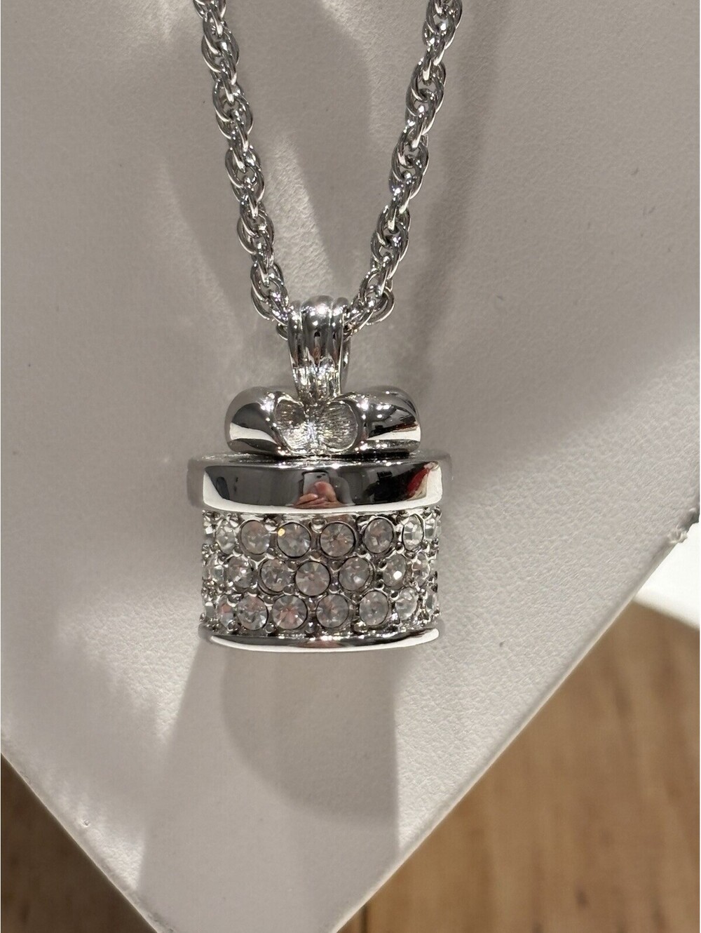 Joan Rivers Silver Iced Gift Box Swarovski Crystal Pendant Necklace